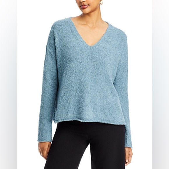 Eileen Fisher Organic Cotton Blend Sweater in Blue Steel, Very Soft, Size 1X NEW - Picture 3 of 9